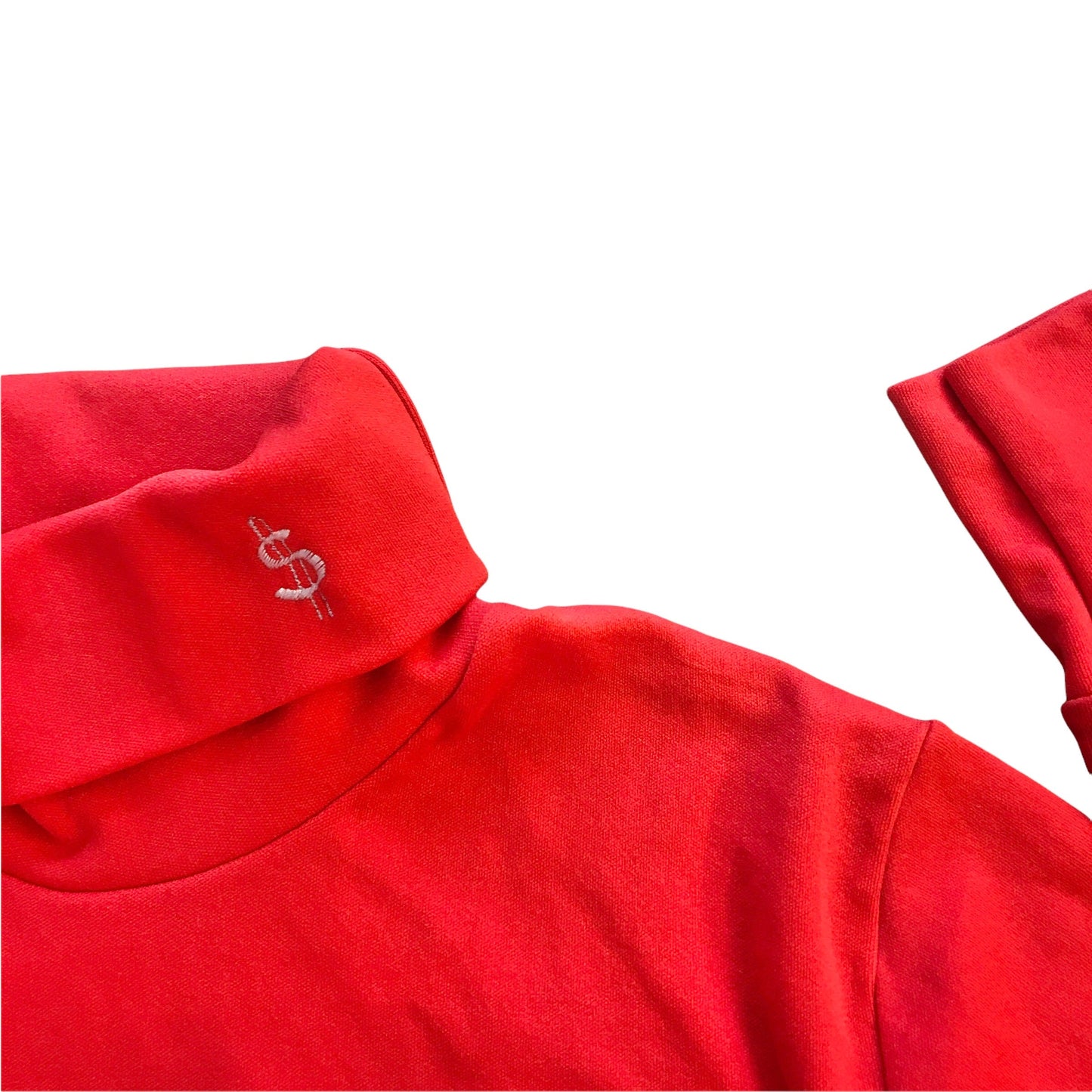 Vintage 1970's Red Nylon "Dollar"Turtleneck  10-12Y