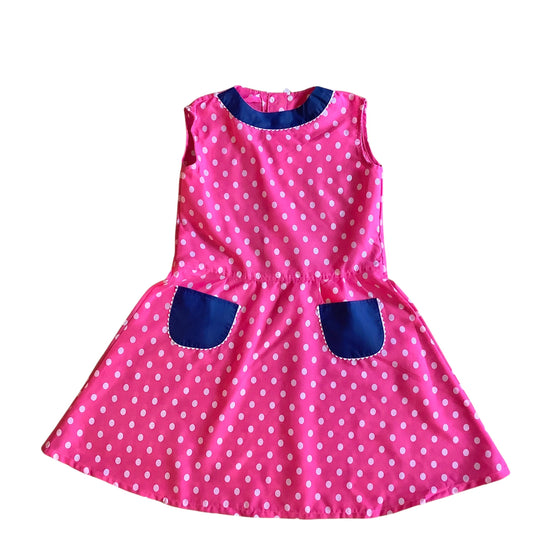 Vintage 1960's Pink  Dots  Nylon Dress / Blouse  / 8-10Y