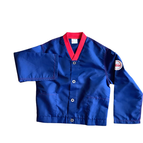 French Vintage 1960s Blue "Ford" Nylon Overshirt /  6-8Y