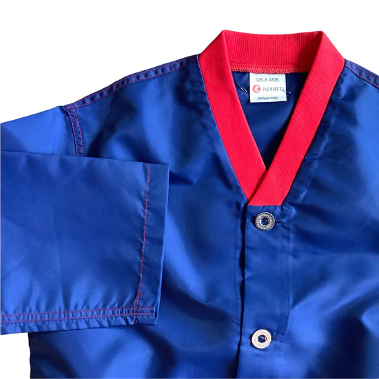 French Vintage 1960s Blue "Ford" Nylon Overshirt /  6-8Y