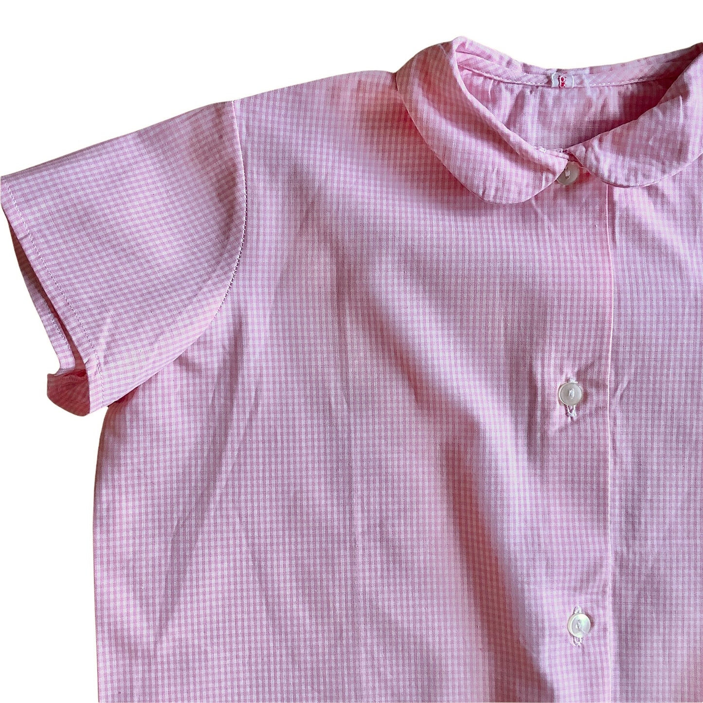 Vintage 1960's Pink Gingham Shirt / 6-8Y