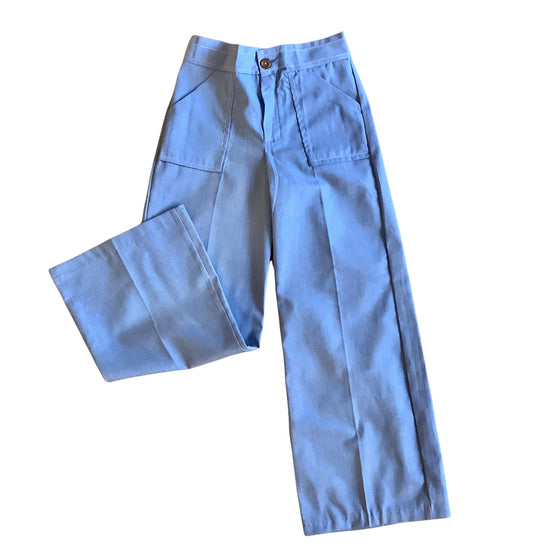 Vintage 70s Blue Flare Trousers /  5-6Y