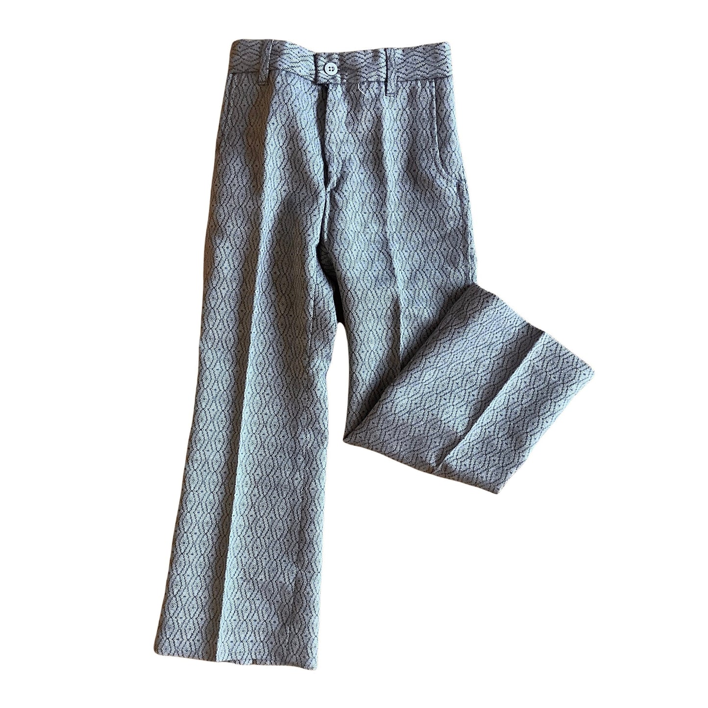 French Vintage 70's Grey / Blue Flare Tapered Trousers / 5-6Yrs