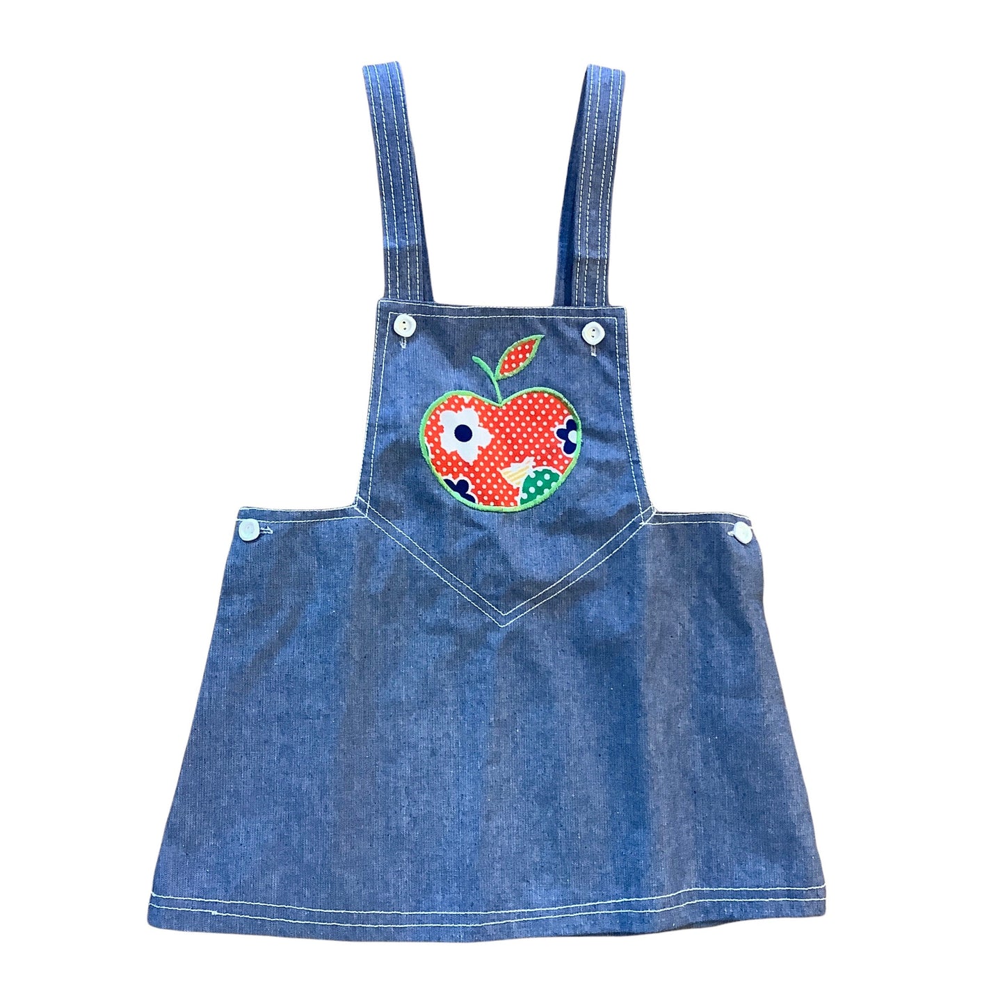 1960's Scandi Style Apple Applique Pinafore Denim 18-24M