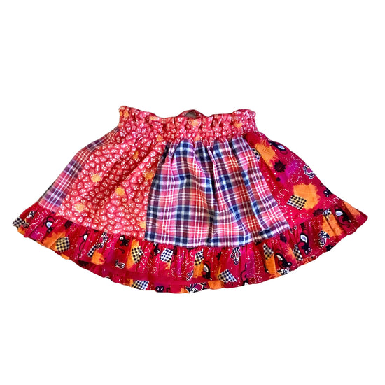 Load image into Gallery viewer, French Vintage 80s Red Printed Girl&amp;#39;s Skirt / 5-6Y
