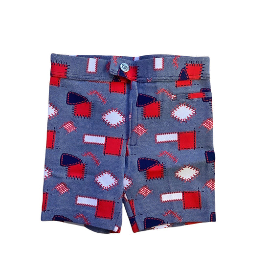 Vintage 1960's Blue / Red Printed Shorts 5-6Y