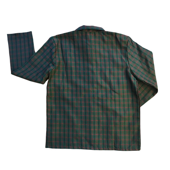 Load image into Gallery viewer, Vintage 1960&amp;#39;s Brown / Green Check Nylon Shirt / Blouse / 10-12Y
