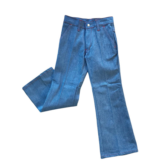 Vintage 70s Blue Denim Flare Trousers / 4-5Y