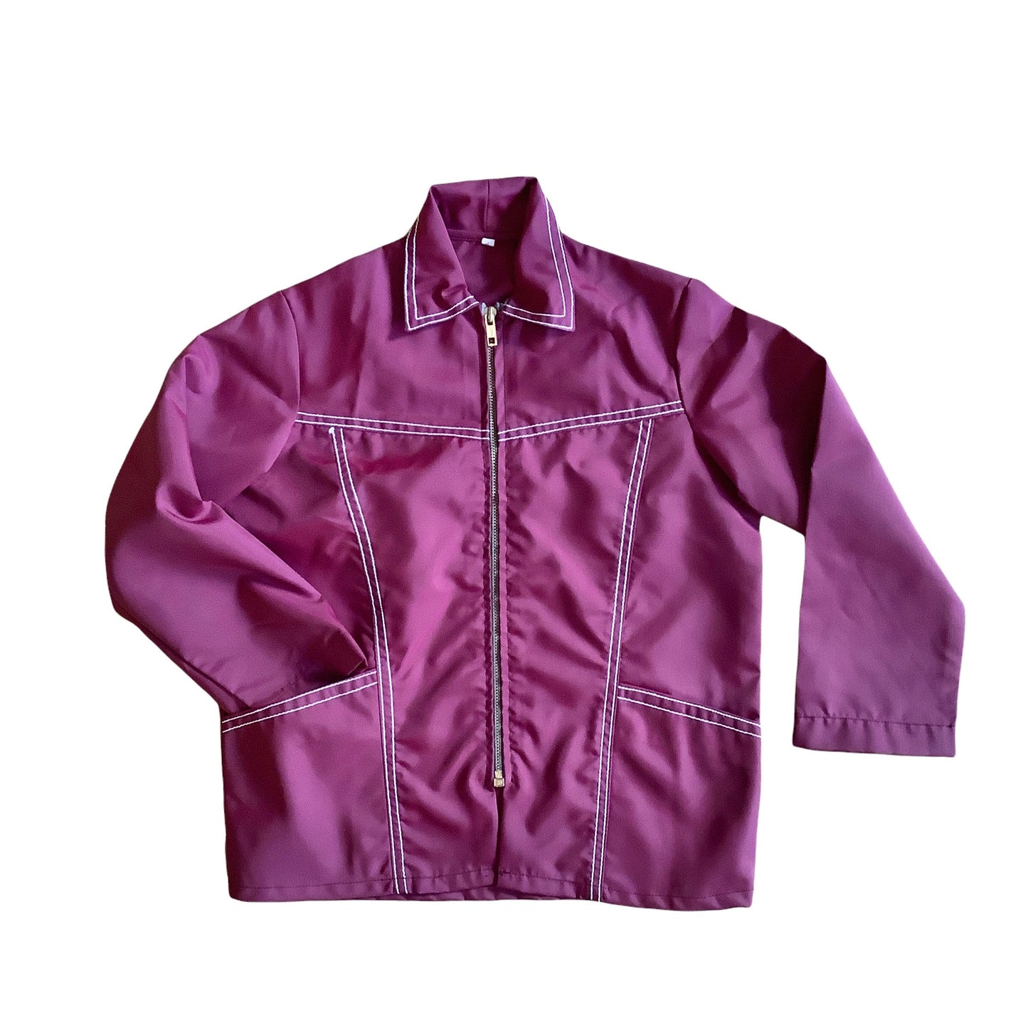 French  Vintage 1960s Burgundy / Dark Red Nylon Overshirt /  6-8Y