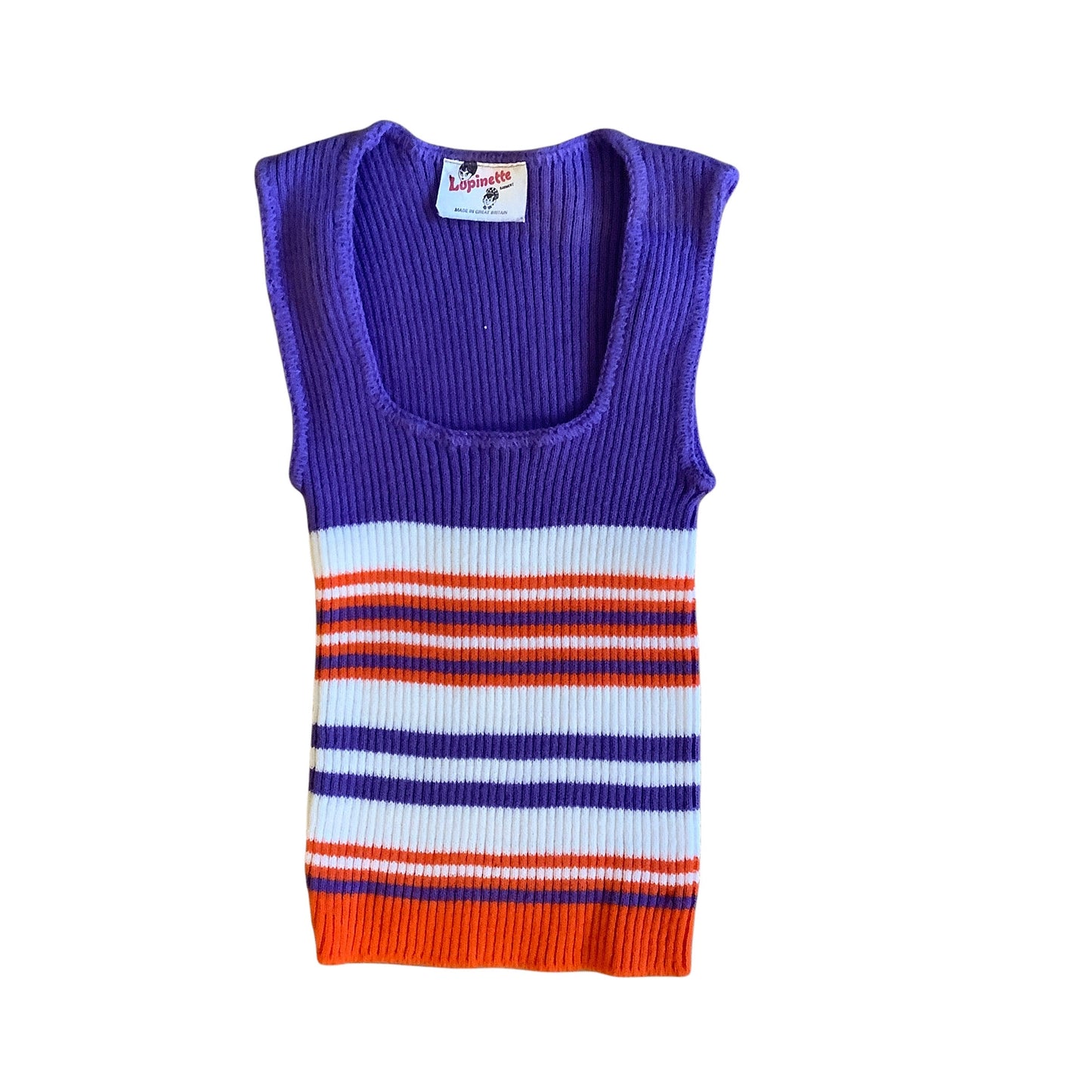 Vintage 1960's Purple Striped Knitted Vest / 5-6Y