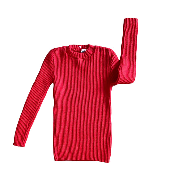 Vintage 60's Red Knitted Ribbed Jumper 5-6Y