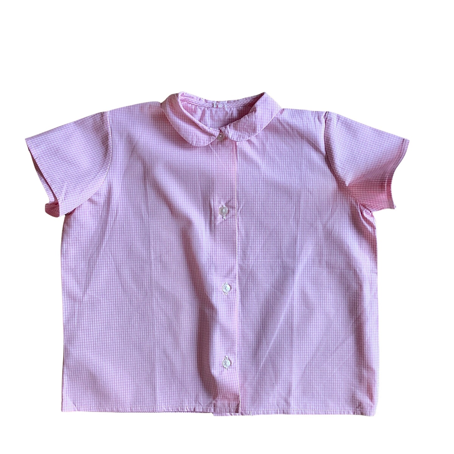 Vintage 1960's Pink Gingham Shirt / 6-8Y