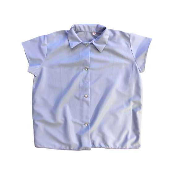 Vintage 1960's Nylon Blue Shirt  / 10-12Yrs
