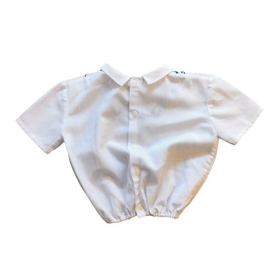 Vintage 1960's White Embroidered Crop Top /  5-6Y