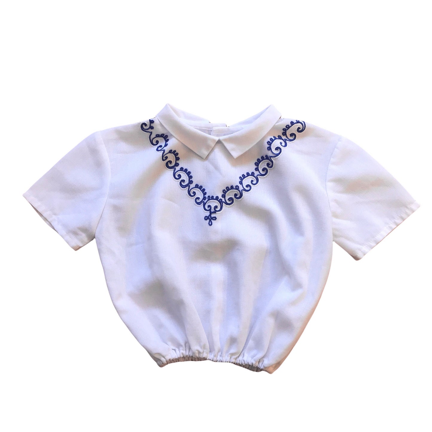 Vintage 1960's White Embroidered Crop Top /  5-6Y