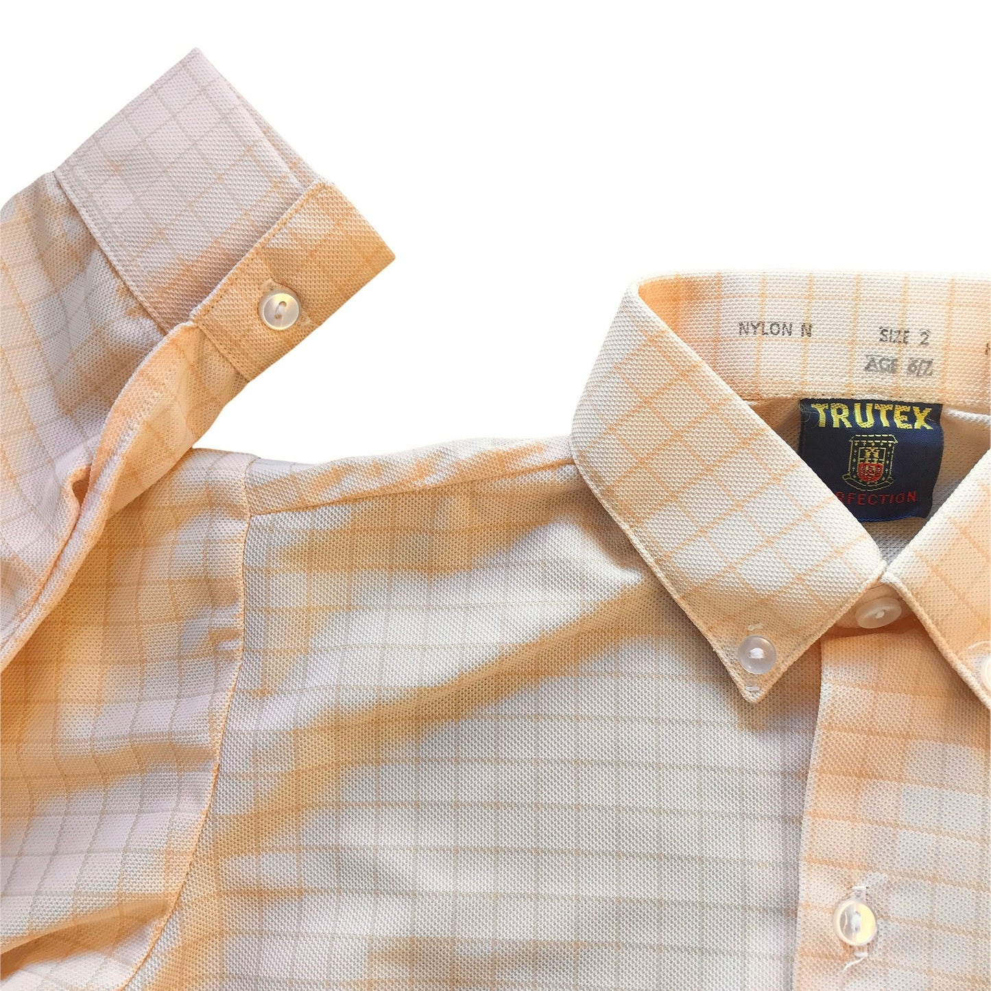 Load image into Gallery viewer, Vintage 1970&amp;#39;s Peach Nylon Check Shirt /  5-6Y
