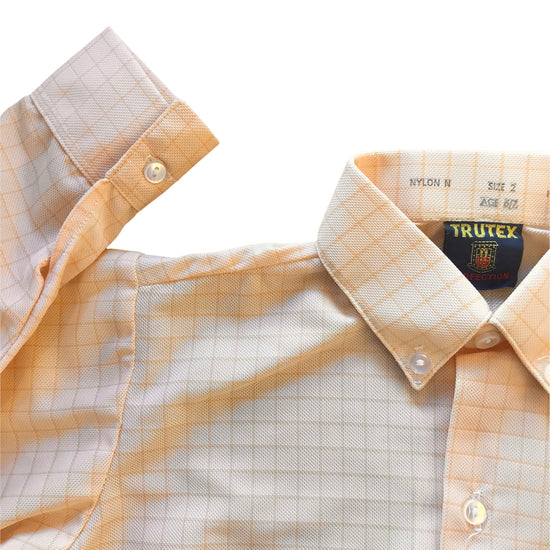 Vintage 1970's Peach Nylon Check Shirt /  4-5Y