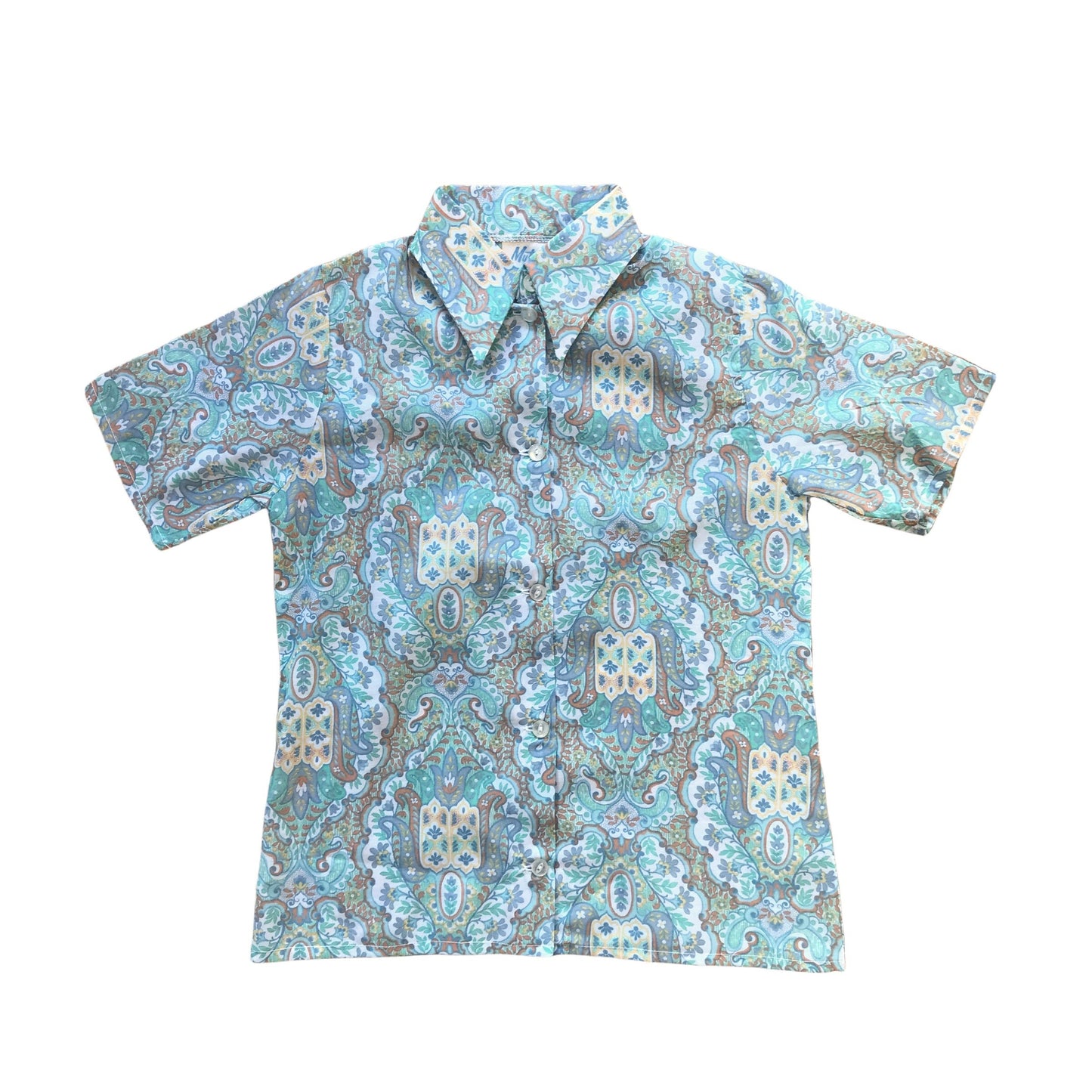 Load image into Gallery viewer, Vintage 1970&amp;#39;s Blue Printed Shirt  /  5-6Y
