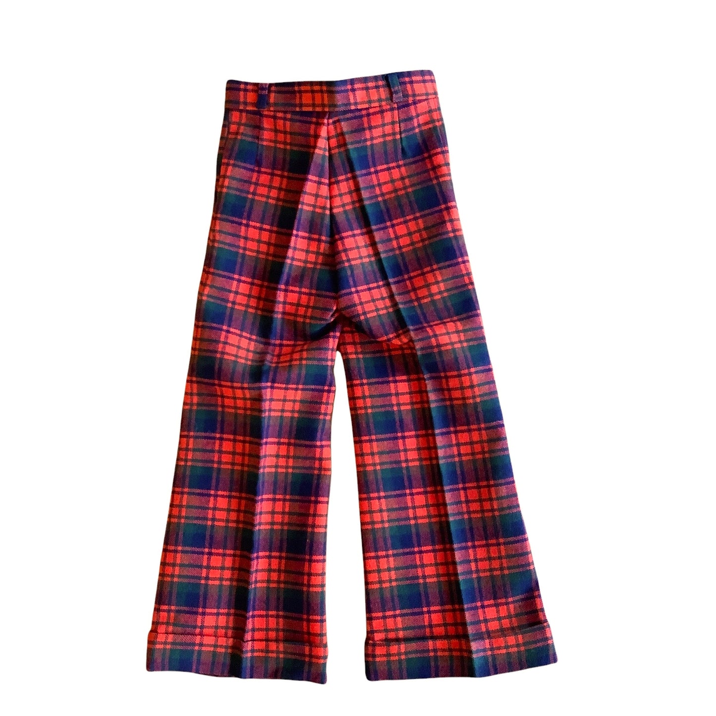 Vintage 1960's Dark Red Tartan Flare Trousers / 5-6Y