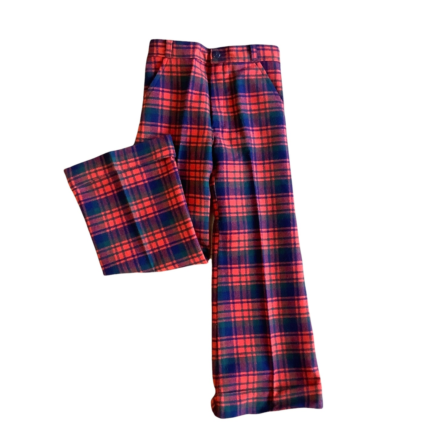 Vintage 1960's Dark Red Tartan Flare Trousers / 5-6Y