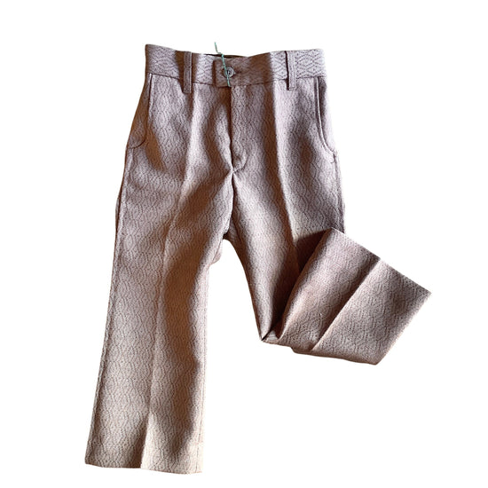 French Vintage 1970s  Brown Flare Trousers /  18-24M