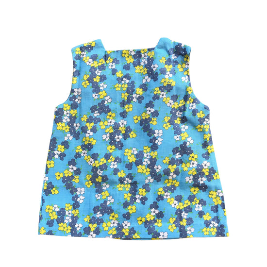 Vintage 1960s Blue "Liberty" Floral Mod Toddler Tunic 18-24M