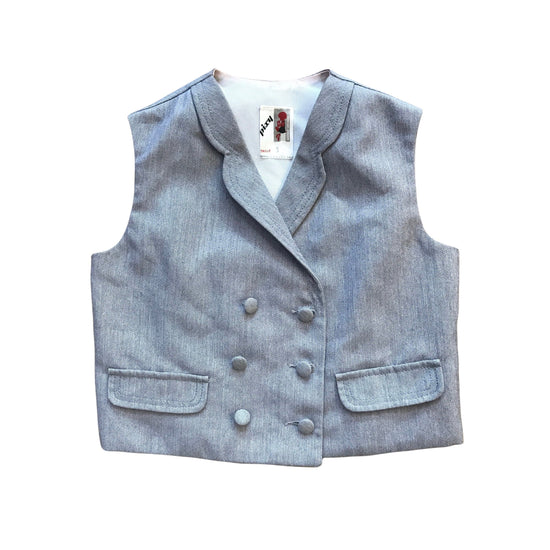 Vintage 60's Grey Vest / Gilet French Made 2-3Y