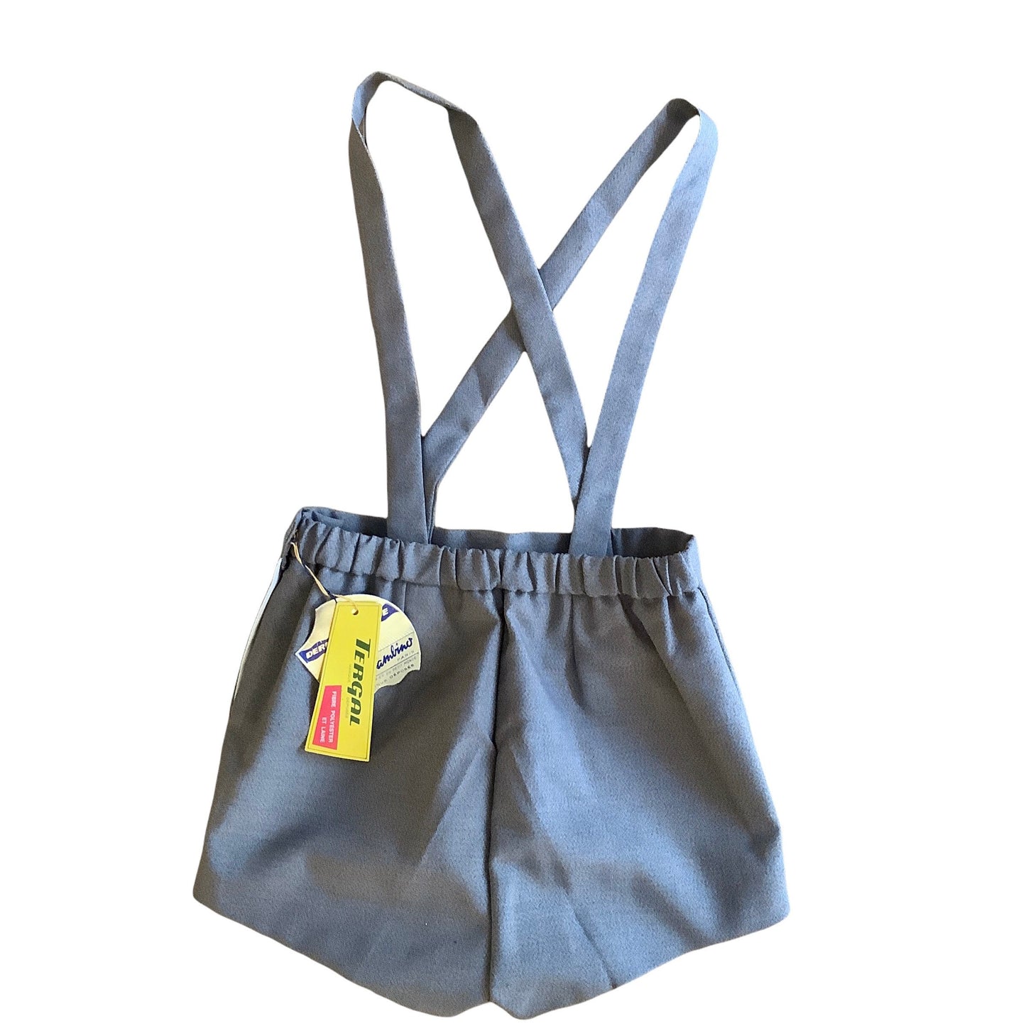 Vintage 60s Grey Suspenders Shorts / 18-24M