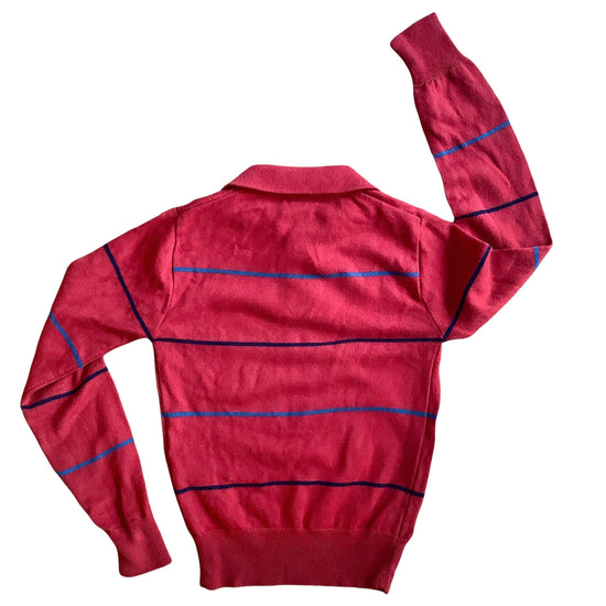 Vintage 1970's Dark Red Knitted Polo / Jumper / 5-6Yrs