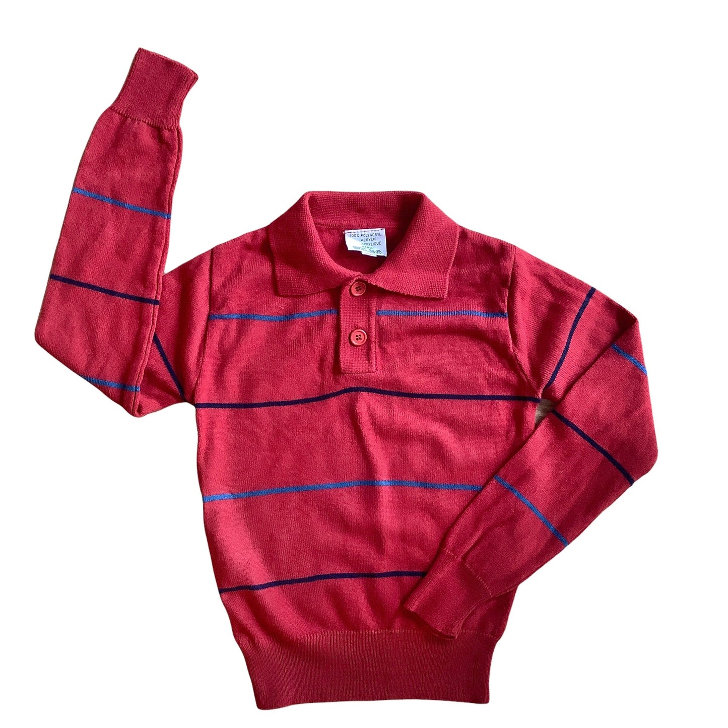 Load image into Gallery viewer, Vintage 1970&amp;#39;s Dark Red Knitted Polo / Jumper / 5-6Yrs
