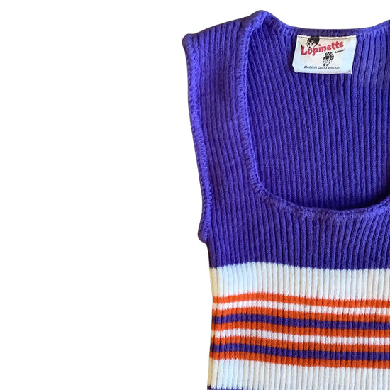 Load image into Gallery viewer, Vintage 1960&amp;#39;s Purple Striped Knitted Vest / 5-6Y
