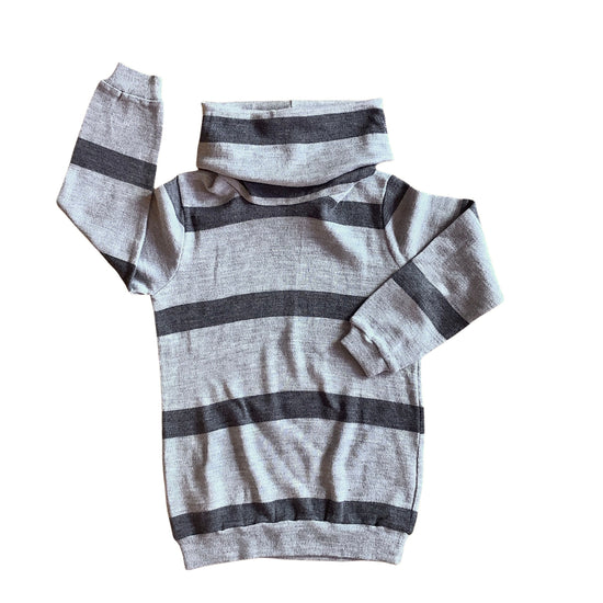 70's Striped Grey Knitted Turtleneck 5-6Y