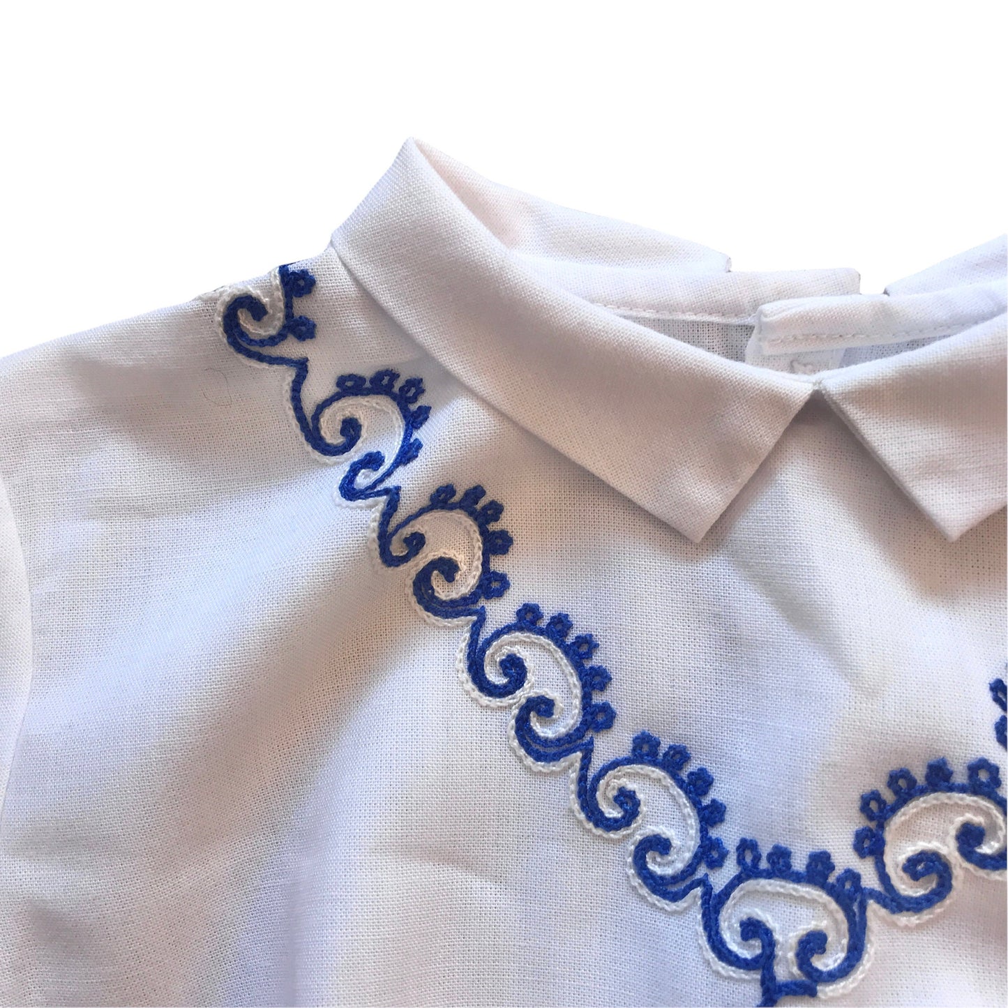 Vintage 1960's White Embroidered Crop Top /  5-6Y
