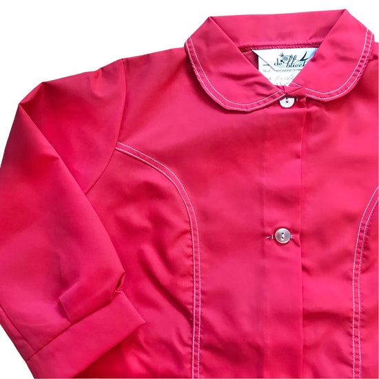 French Vintage 1960's Red School Nylon Blouse / Shirt /  5-6 Years