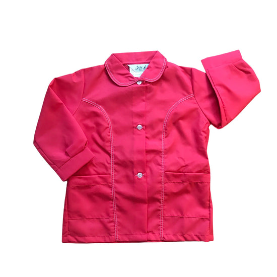 French Vintage 1960's Red School Nylon Blouse / Shirt /  5-6 Years