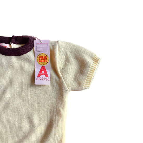 1970's Yellow / Brown Knitted Dress 2-3Y