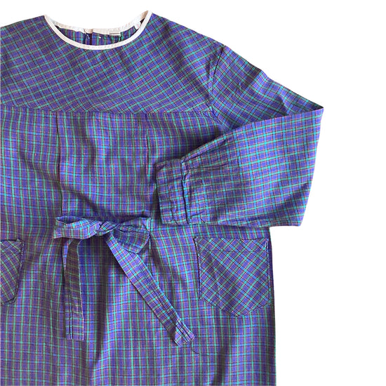 Vintage 1960's Blue Check Shirt / School Blouse / 4-5Y