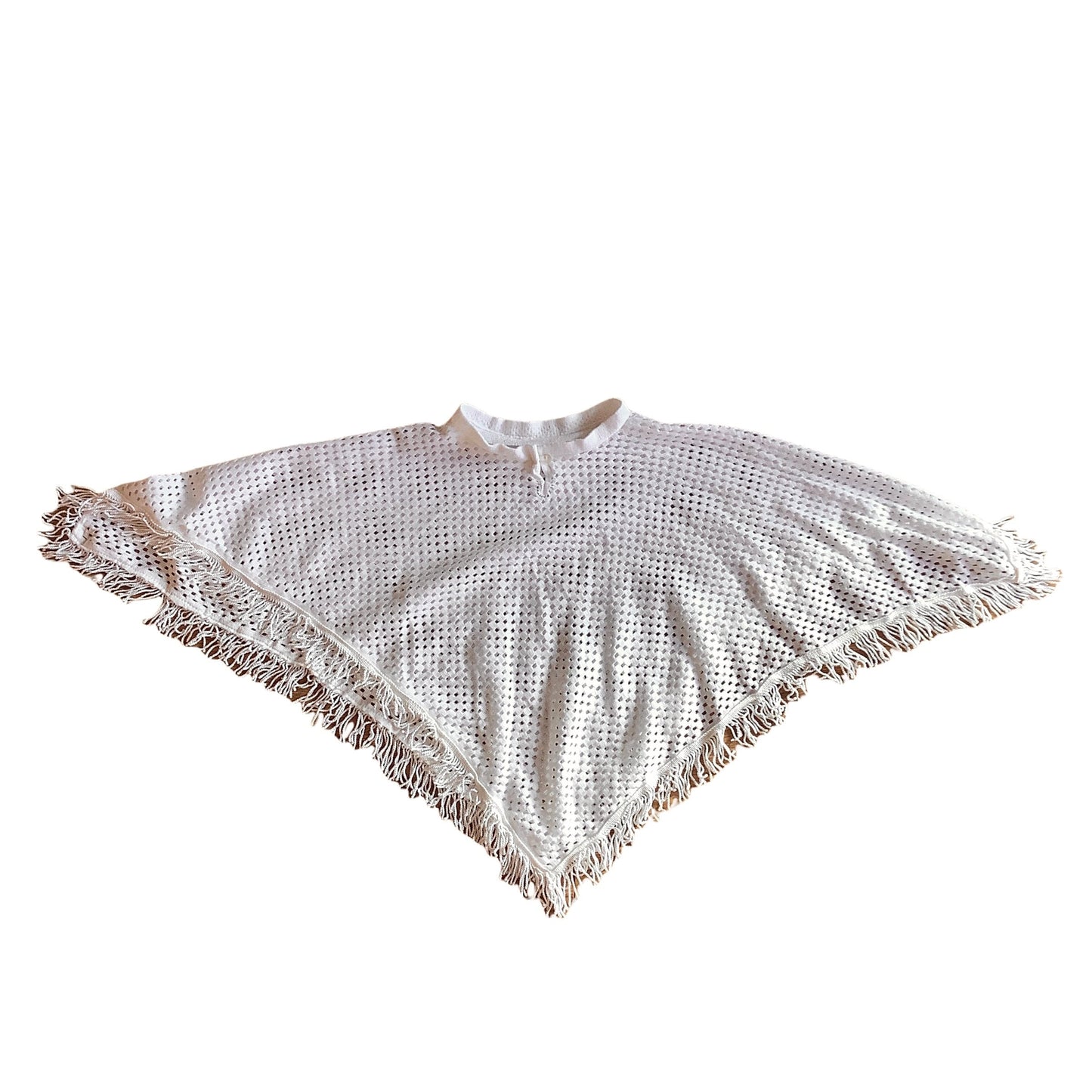 Load image into Gallery viewer, Vintage 1970&amp;#39;s White Fringed Cape /  4-5Y
