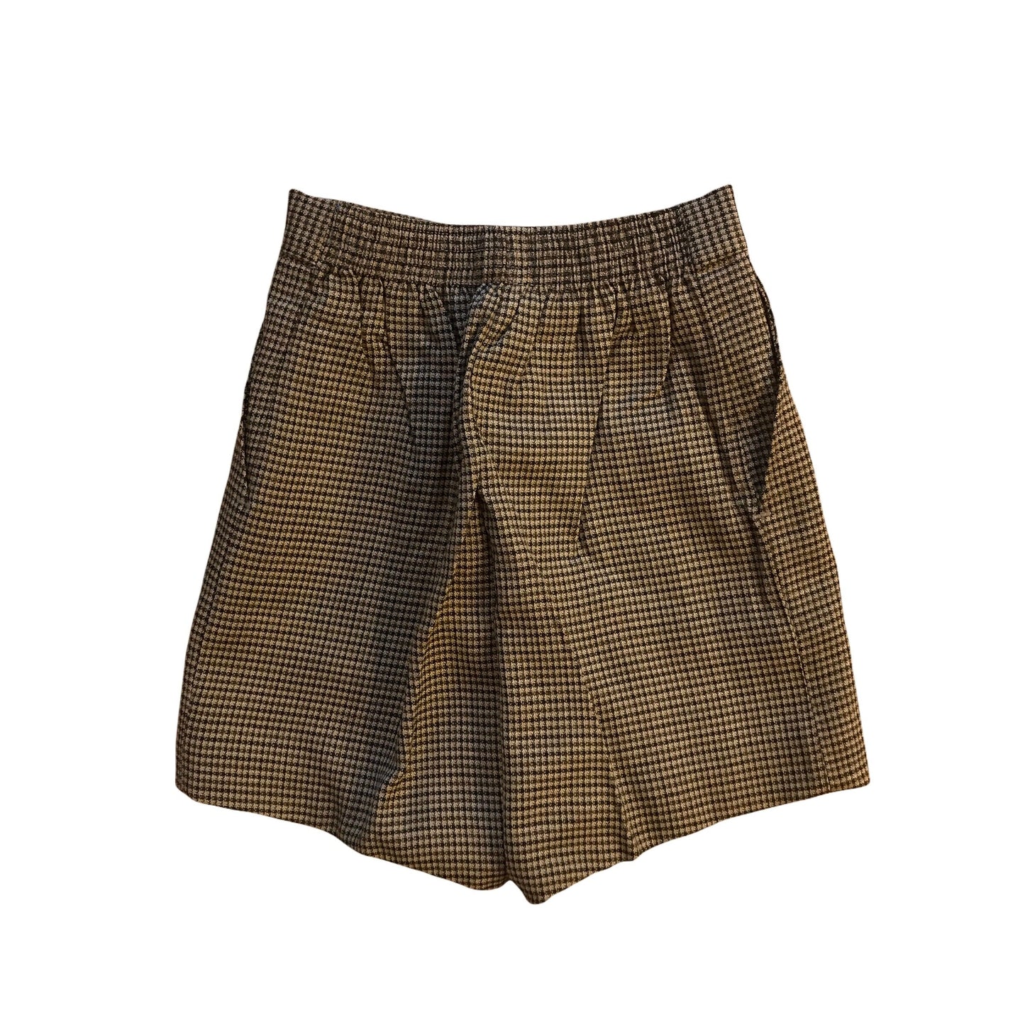 Vintage 1960s Check Green /Brown Houndstooth Shorts / 18-24M