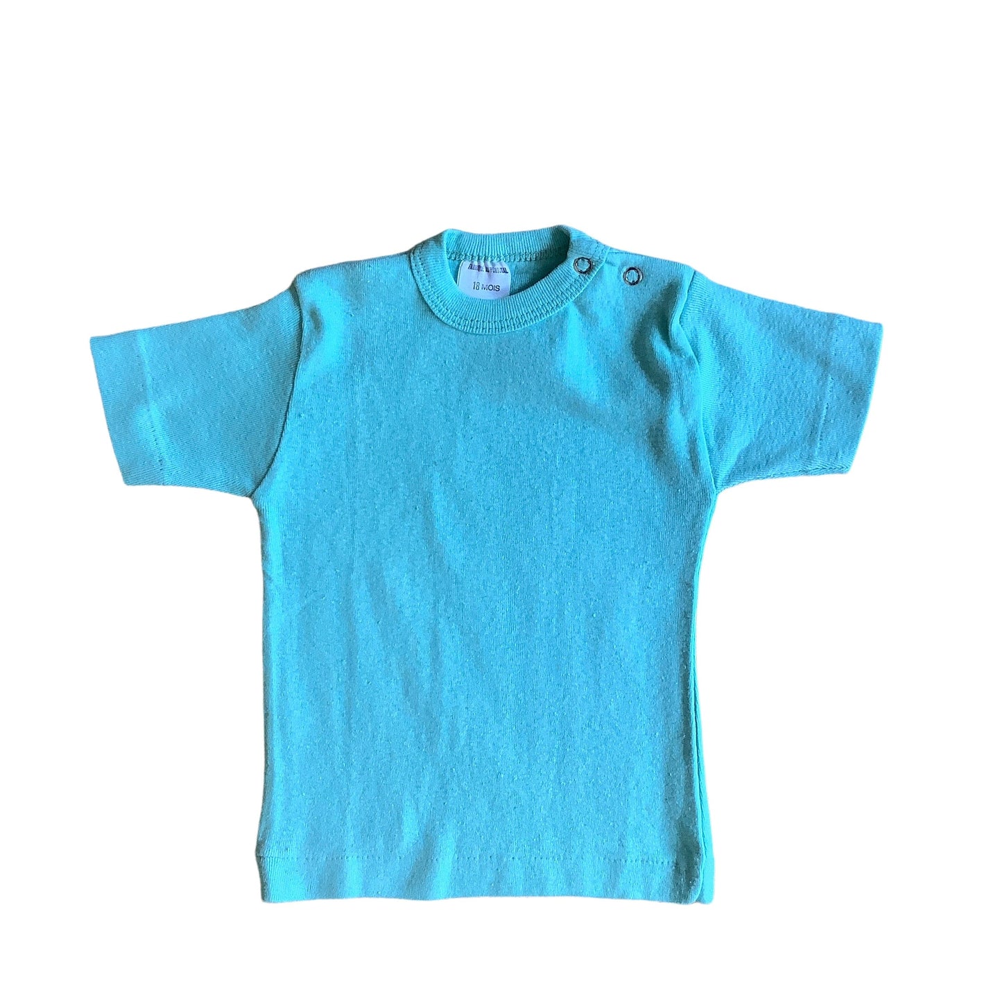 Vintage 70's Turquoise Toddler Cotton Tee / 12-18M