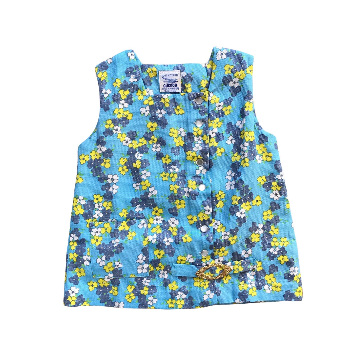 Vintage 1960s Blue "Liberty" Floral Mod Toddler Tunic 3-4Y