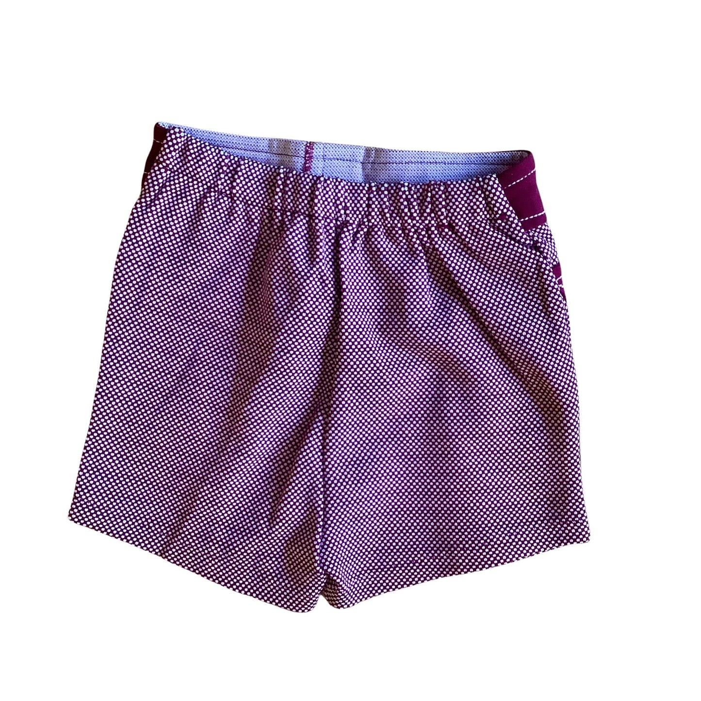 Vintage 1960s Printed Dark Red Nylon Shorts 18-24 Months