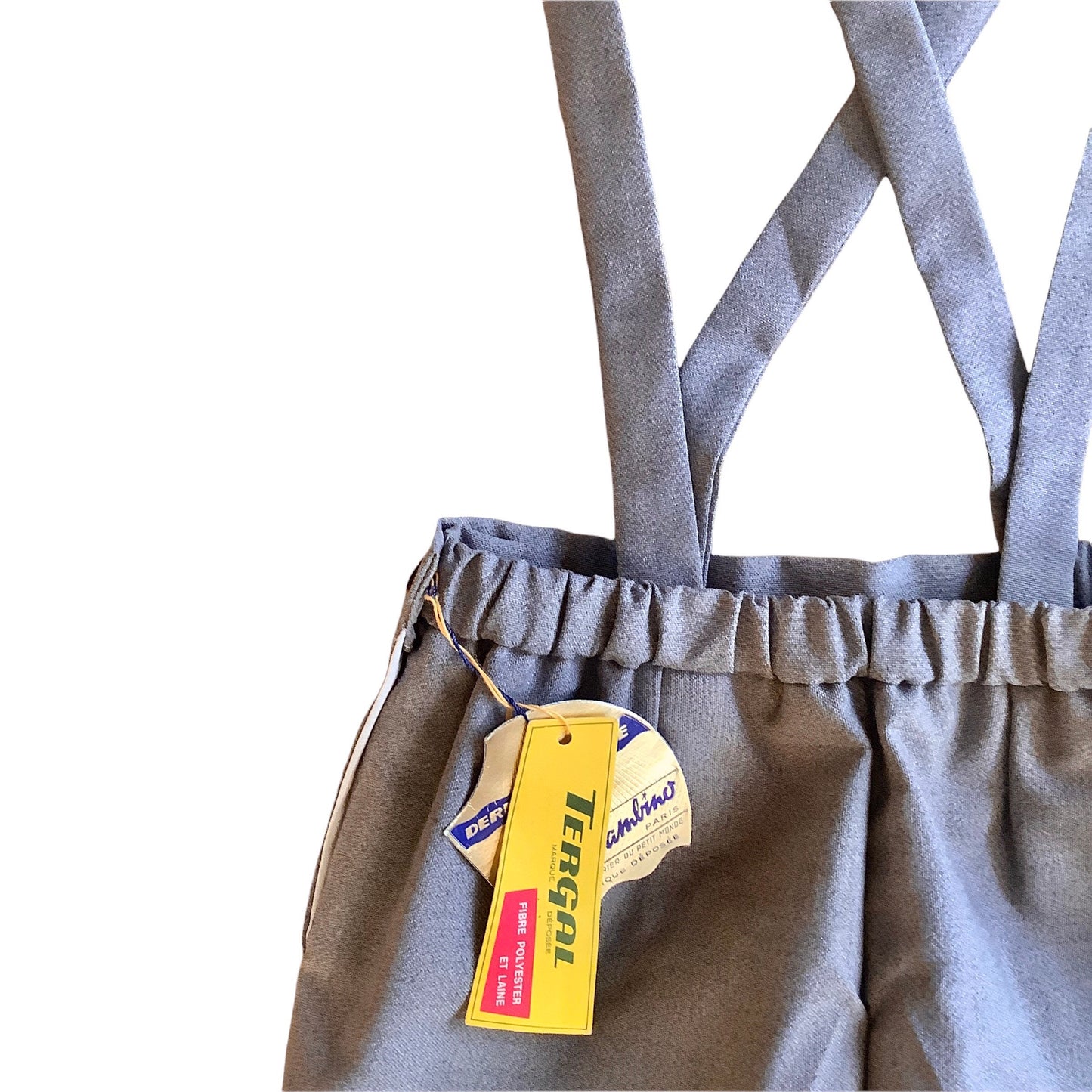 Vintage 60s Grey Suspenders Shorts / 18-24M