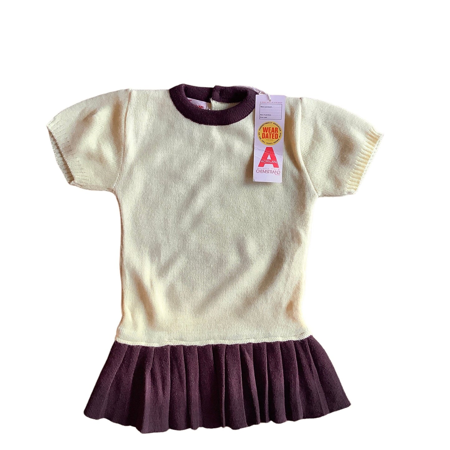 Vintage 70's  Yellow / Brown Knitted Dress 12-18M