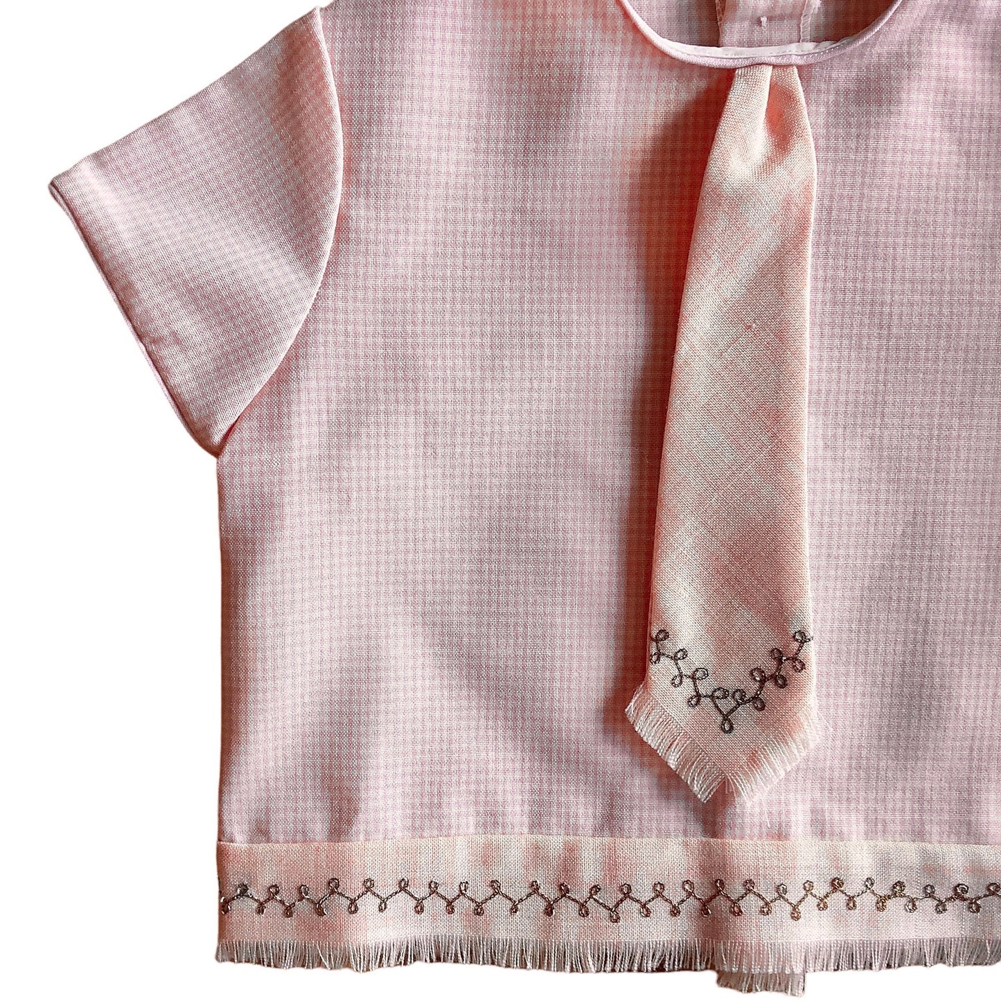 Vintage 60's  Pink Tie Top  French Made 12-18M