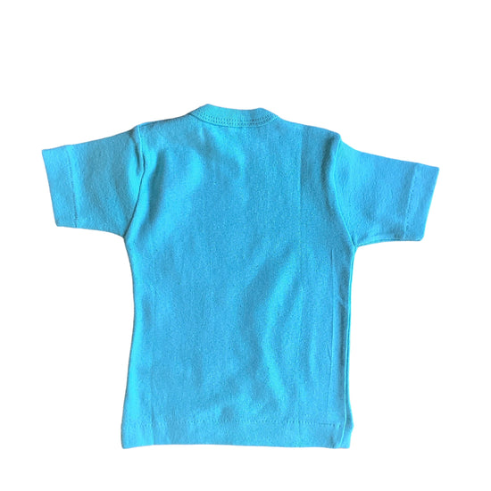 Vintage 70's Turquoise Toddler Cotton Tee / 12-18M