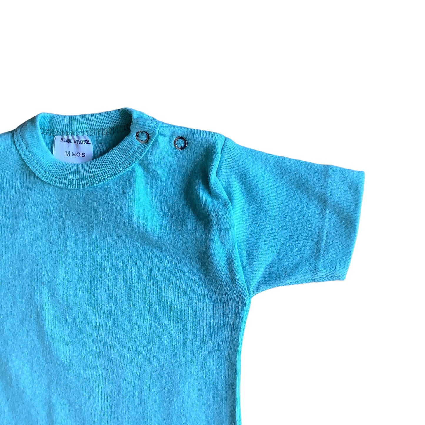Vintage 70's Turquoise Toddler Cotton Tee / 12-18M