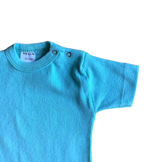 Vintage 70's Turquoise Toddler Cotton Tee / 12-18M