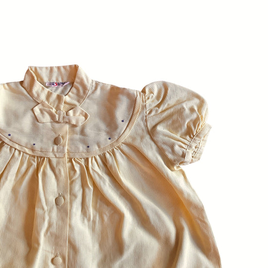 Vintage 70's Yellow Puff Sleeves Dress  / 18-24 Months