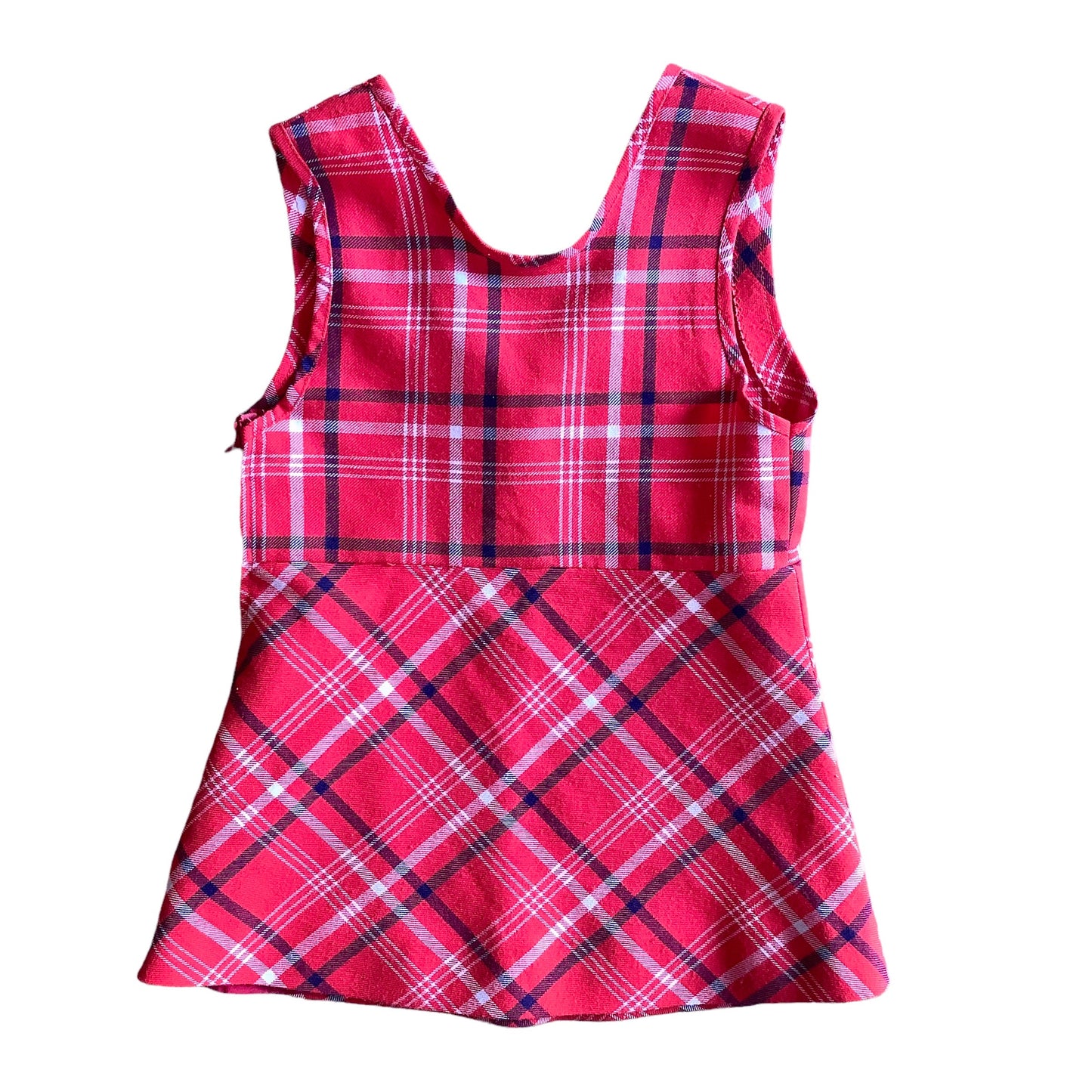 Vintage 70's Red Check Pinafore Dress  / 18-24 Months